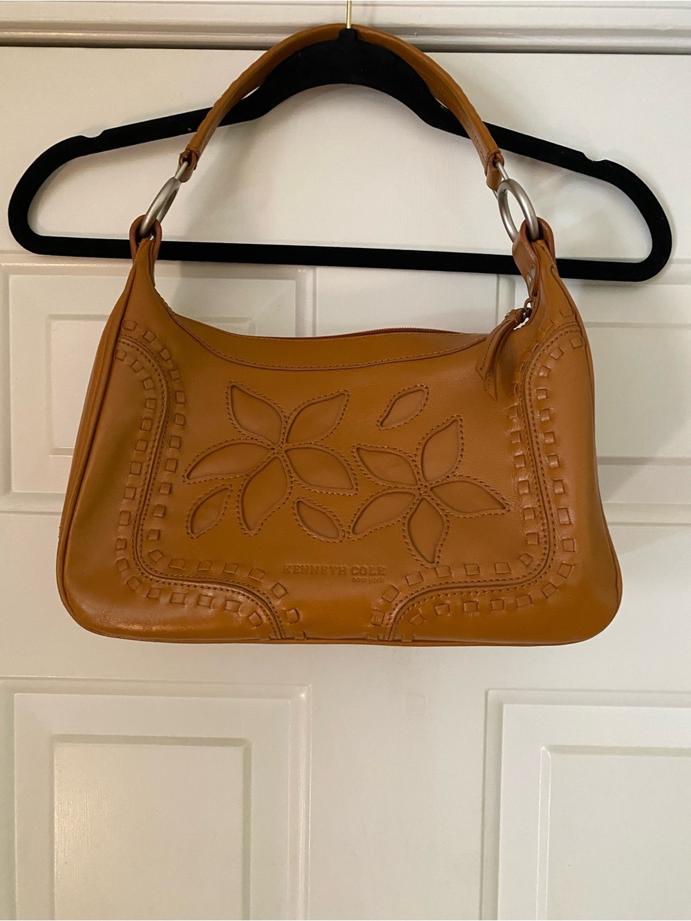 Kenneth Cole New York Caramel Floral Appliquรฉ Shoulder Bag